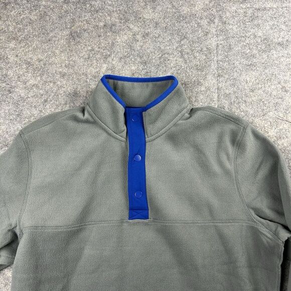 Eddie Bauer Pullover Mens Medium Fleece Snap Mock Neck Slate Gray Outdoor - Picture 3 of 11